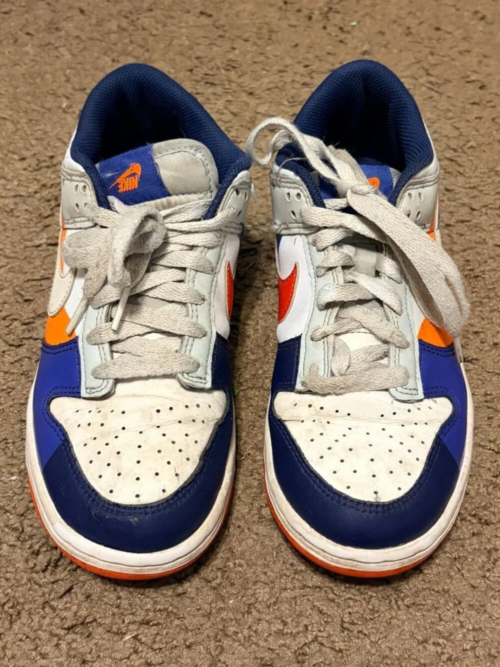 Nike Dunk Low SE Upside Down (GS) White Silver Navy Sneakers Size 6Y Womens 7.5